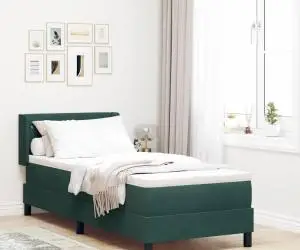 Pat box spring cu saltea, verde închis, 80x200 cm, catifea