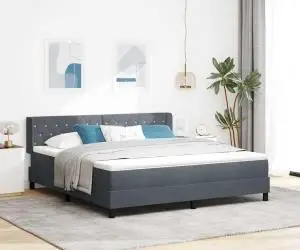 Pat box spring cu saltea Gri închis 180x200 cm Catifea
