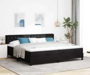 Pat box spring cu saltea, negru, 200x200 cm, catifea
