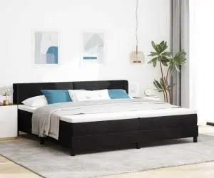 Pat box spring cu saltea, negru, 200x200 cm, catifea