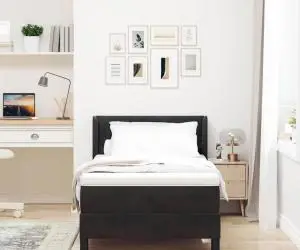 Pat box spring cu saltea, negru, 100x200 cm, catifea