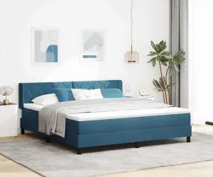 Pat box spring cu saltea, albastru închis, 180x200 cm, catifea