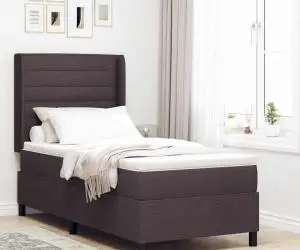 Pat cu saltea , maro închis, 90x200 cm, din material textil