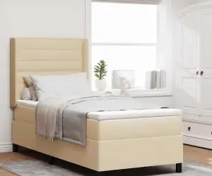 Pat box cu saltea - Crem, 100x200 cm, din material
