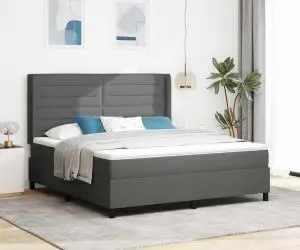 Pat cu saltea Gri închis 180 x 200 cm din material.