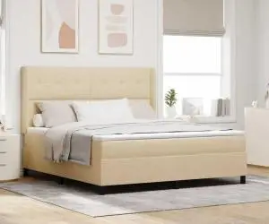 Pat cu saltea Crem 180x200 cm din material