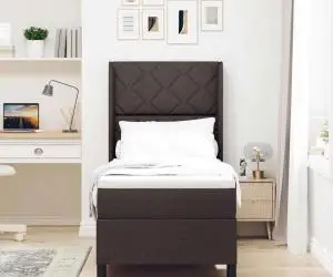 Pat cu saltea Maro închis 90 x 190 cm din țesătură