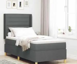 Pat Box Spring cu saltea gri închis 80x200 cm.