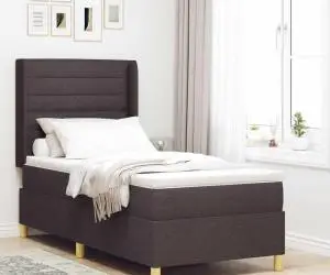 vidaXL Pat cu arcuri cu saltea maro închis 90x200 cm