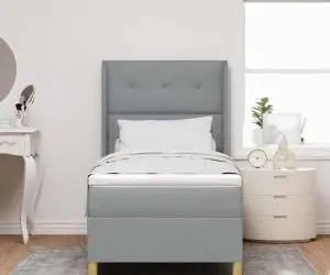 vidaXL Pat cu saltea cu arcuri , gri deschis, 90 x 200 cm