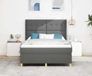 vidaXL Pat cu arcuri cu saltea gri închis, 160 x 200 cm, țesătură