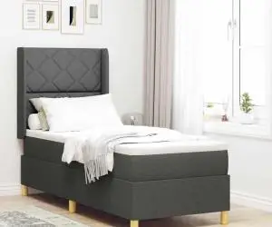 vidaXL Pat cu saltea cu arcuri gri închis 80x200 cm, țesătură