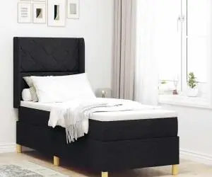 vidaXL Pat cu saltea cu arcuri , Negru, 80x200 cm, Țesătură