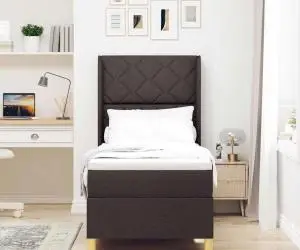 vidaXL Pat cu arcuri și saltea Maro închis 80x200 cm. Țesătură de calitate.