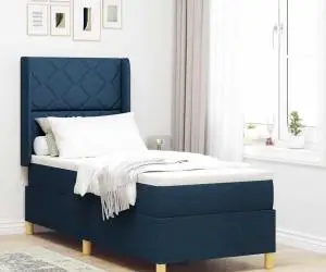 vidaXL Pat Box Spring cu saltea albastră, 80 x 200 cm