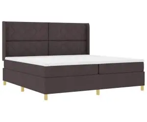 vidaXL Pat cu arcuri , cu saltea Maro închis, 200x200 cm, Țesătură
