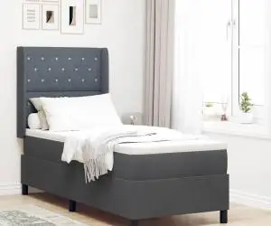 vidaXL Pat box spring cu saltea, gri închis, 80x200 cm, catifea