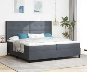 vidaXL Pat box spring cu saltea, gri închis, 200x200 cm, catifea