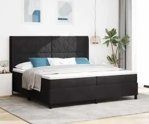 Pat cu arcuri vidaXL cu saltea Negru 200x200 cm Catifea