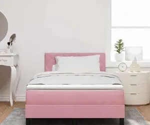 vidaXL Pat box spring cu saltea & LED, roz, 120x190 cm catifea
