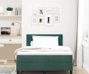 vidaXL Pat box spring cu saltea & LED, gri închis, 120x200 cm catifea
