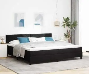 vidaXL Pat box spring cu saltea & LED, negru, 200x200 cm catifea