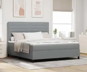 vidaXL Pat cu arcuri , cu saltea și lumini LED, Gri deschis, 180 x 200 cm
