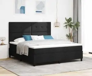 vidaXL Pat cu saltea cu arcuri și LED Negru 180x200 cm