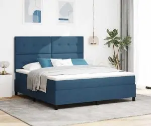 vidaXL Pat cu saltea cu arcuri și LED - Albastru marin, 180x200 cm Cadru din material