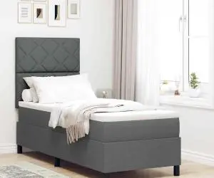 vidaXL Pat cu saltea cu arcuri și LED gri închis, 80x200 cm din țesătură