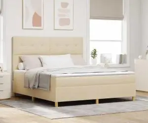 vidaXL Pat cu saltea și LED Crem 180x200 cm Fabricat