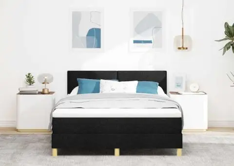 Pat cu suport și saltea & LED Negru 140x200 cm Țesătură - 5/5