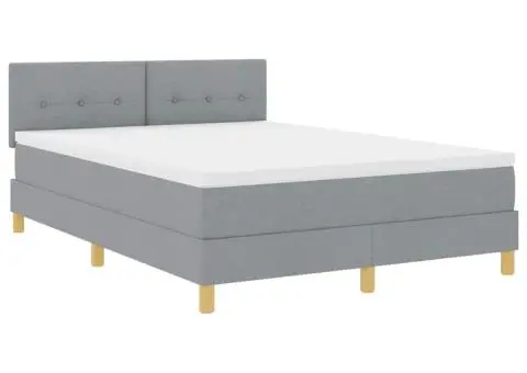 Pat cu Arcuri cu Saltea & LED Gri Deschis 160x200 cm Țesătură - 2/5