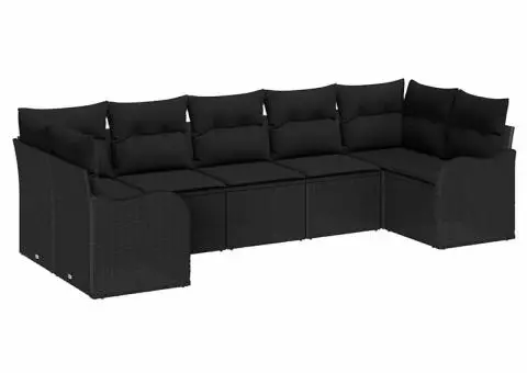 Set canapea grădină cu perne negre din ratan poli - 2/5