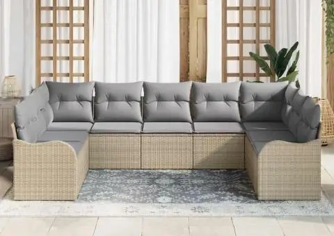 Set de canapea 9 Piese cu perne Bej Ratan Poli - 3/5