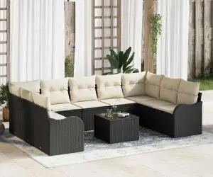 vidaXL Set de Canapea Modulară cu 9 Piese cu Pernuțe Ratan Culoare Brown