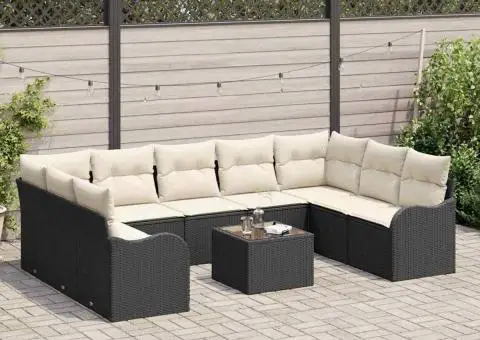 Set de Canapea Modulară cu 9 Piese cu Pernuțe Ratan Culoare Brown - 3/5