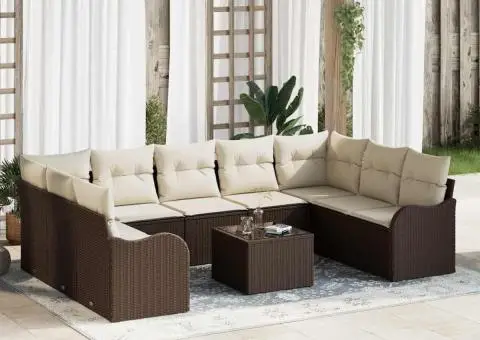 Set de canapea de grădină cu perne gri din poli ratan - 1/5