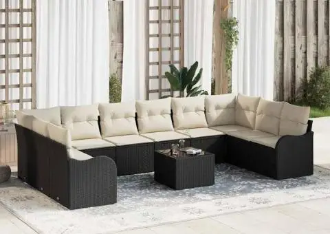 Set de canapea pentru grădină 10 piese cu perne Brown Rattan Polimeric - 1/5