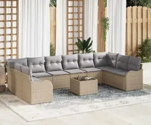 Set de canapé de grădină vidaXL 11 piese cu perne