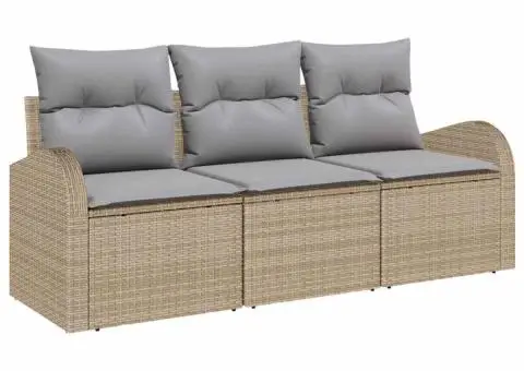 Set de canapele de grădină cu perne Bej din ratan poli - 2/5