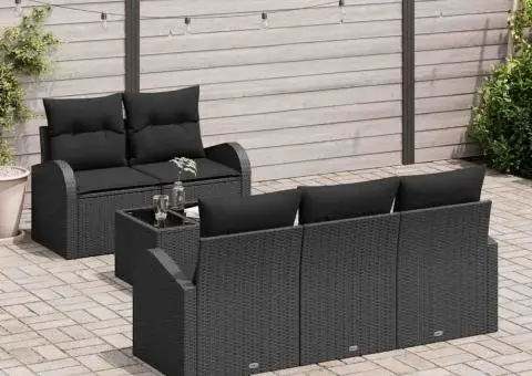 Set de canapele de grădină 6 piese cu perne Negru Ratan Poli - 3/5