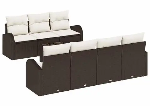 Set de Sofa de Grădină de 8 Piese cu Perne Maro din Ratan Poli - 2/5