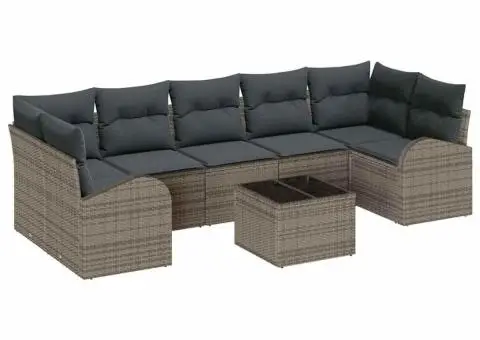 Set canapea grădină cu 8 piese și perne gri din polyratan - 2/5