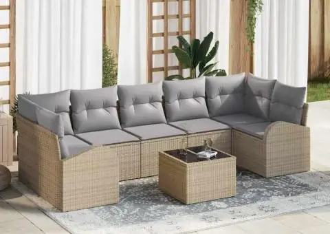 Set Canapea Grădină cu Perne Bej din Ratan Polimer - 1/5