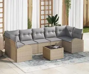 vidaXL Set Canapea Grădină cu Perne Bej din Ratan Polimer