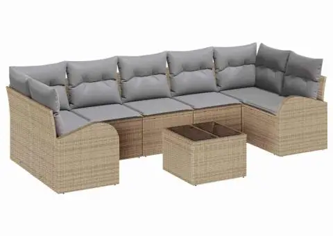 Set Canapea Grădină cu Perne Bej din Ratan Polimer - 2/5