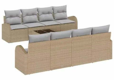 Set de canapele cu 9 piese pentru grădină cu perne Bej Ratan Poli - 2/5