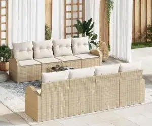 vidaXL Set de Sofa pentru Grădină cu Pernițe Bej din Ratan Plastic