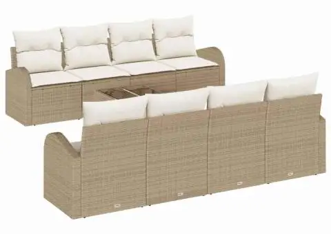 Set de Sofa pentru Grădină cu Pernițe Bej din Ratan Plastic - 2/5